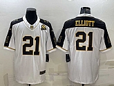 Men's Dallas Cowboys #21 Ezekiel Elliott White Gold Edition With 1960 Patch Limited Stitched Football Jersey,baseball caps,new era cap wholesale,wholesale hats